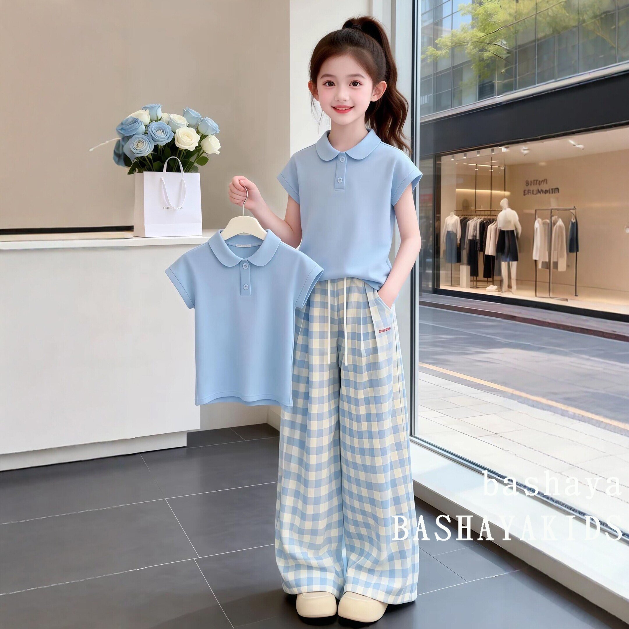 女童2026新款夏装短袖T恤套装大童女装夏季休闲超洋气阔腿裤童装8