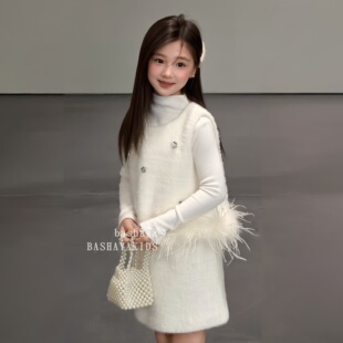 女童冬装2025新款小公主洋气冬季穿搭一整套高级感衣服女孩过年服