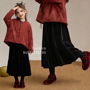 女童裙子冬季2025新款儿童加厚半身裙冬大童女装冬装女孩连衣裙潮