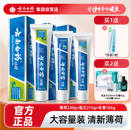 云南白药牙膏留兰薄荷冬青香型减轻牙龈问题清新口气家庭实惠正品