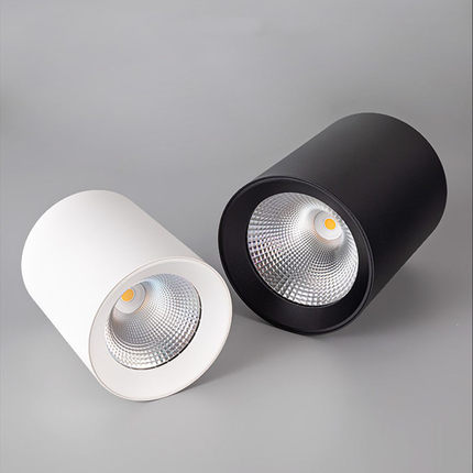 LED明装免开孔COB射灯防眩圆形店铺客厅商用黑色聚光吸顶吊线筒灯