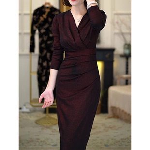 显瘦中长款 新中式 优雅修身 新款 包臀裙 复古改良旗袍连衣裙2025春季