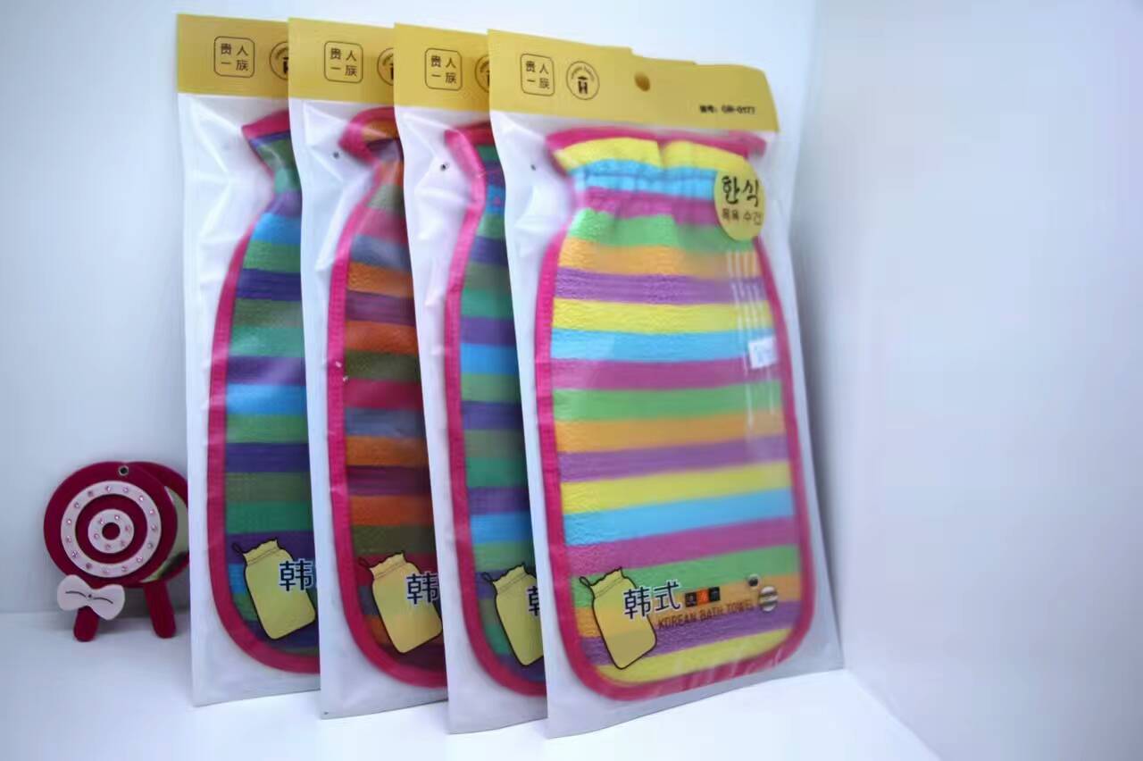 包邮2条装 贵人一族0177条纹搓澡巾韩式双面用洗澡巾沐浴手套