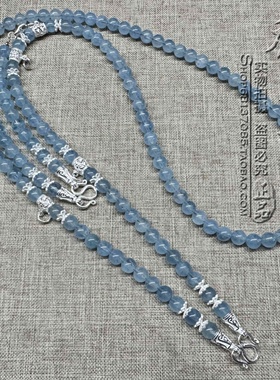 海蓝宝水晶唐卡双层项链S925纯银泰国佛牌毛衣挂链可订做其他款式