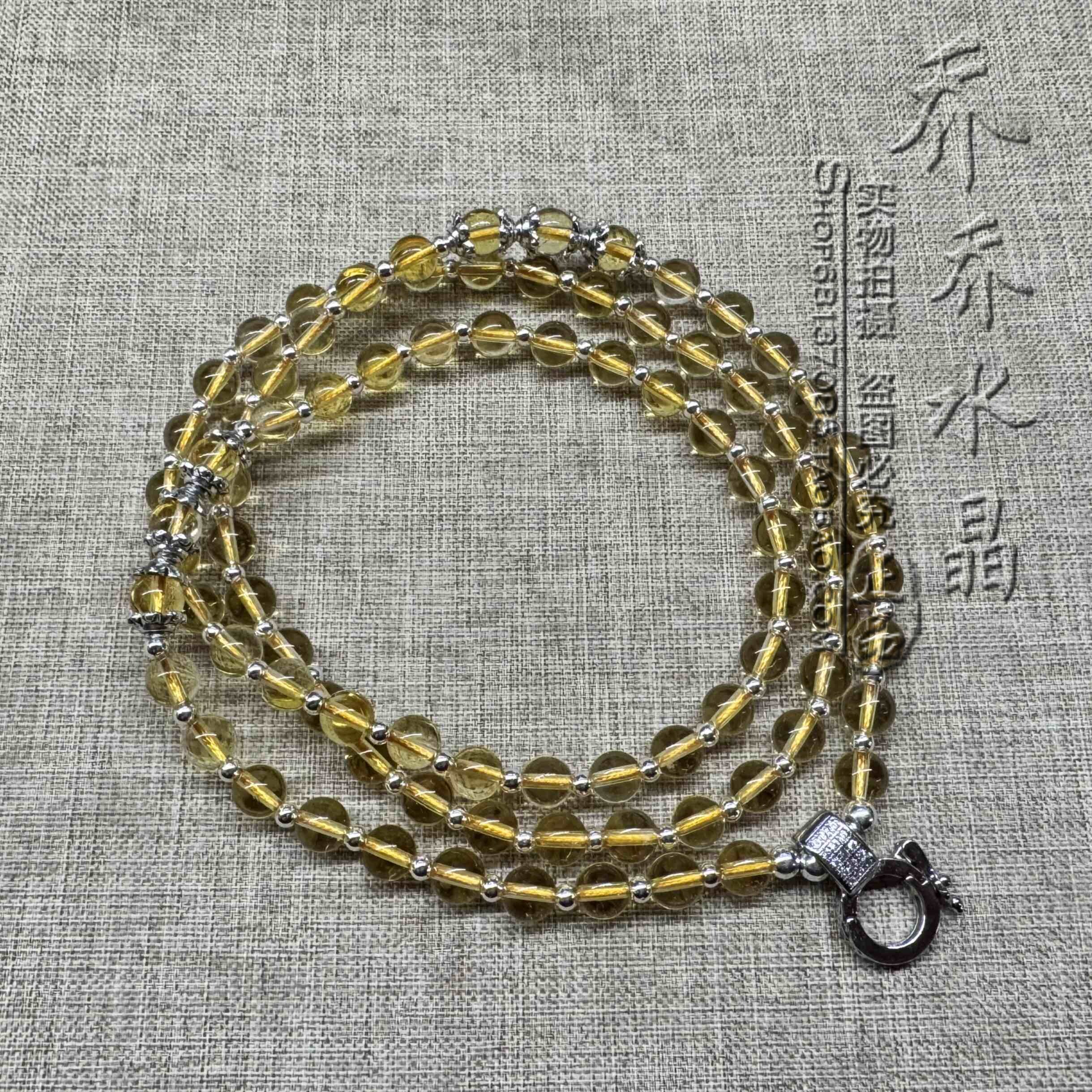 黄水晶唐卡项链 银色泰国佛牌毛衣 挂链 可定制其他款式