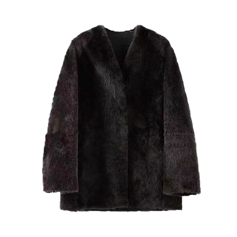轻奢 原生态皮草拉贡羊皮毛一体外套
