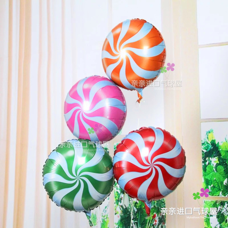 彩色印花18英吋炫彩糖果铝膜气球棒棒糖铝箔气球儿童生日气球布置