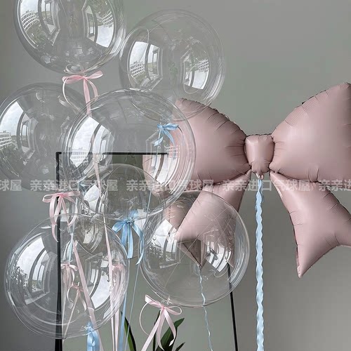 ins芭蕾风蝴蝶结透明正圆波波球