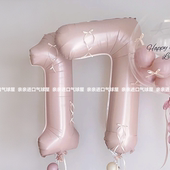 40寸粉色数字气球儿童生日布置场景女孩周岁派对氛围装 饰拍照道具