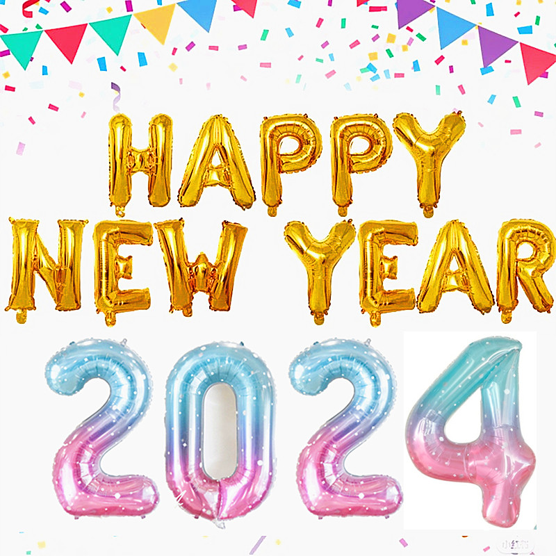 2024新年字母铝膜气球happynewyear门店装饰酒吧聚会派对节日布置