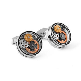 扣 RT圆形碳纤维齿轮袖 七夕送男友礼物 扣之王Tateossian 英国袖