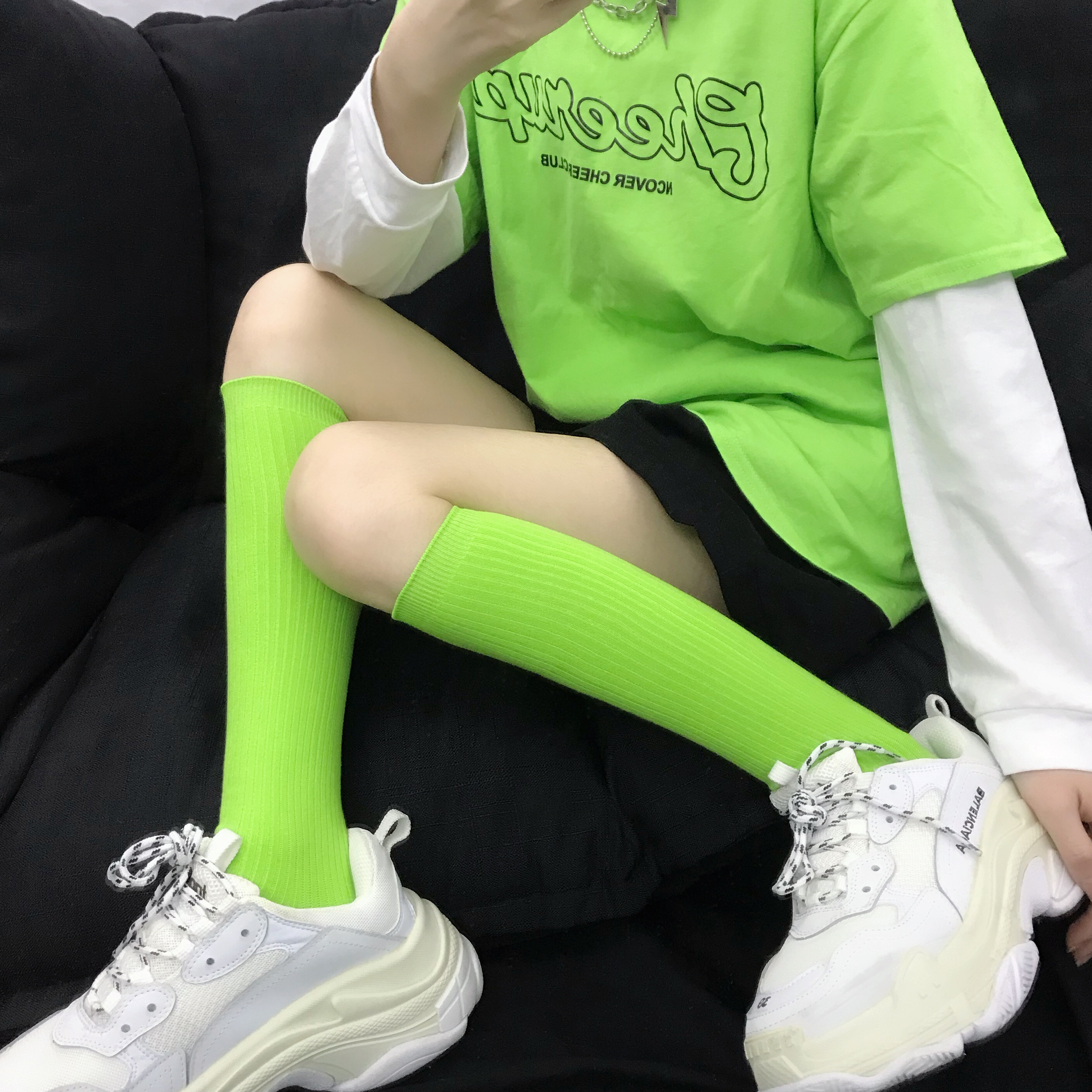 女纯色日系长筒袜小腿袜秋冬袜子