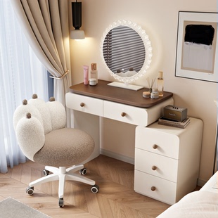 新款实木梳妆台现代卧室简约化妆桌小户型轻奢床尾收纳一体化妆台