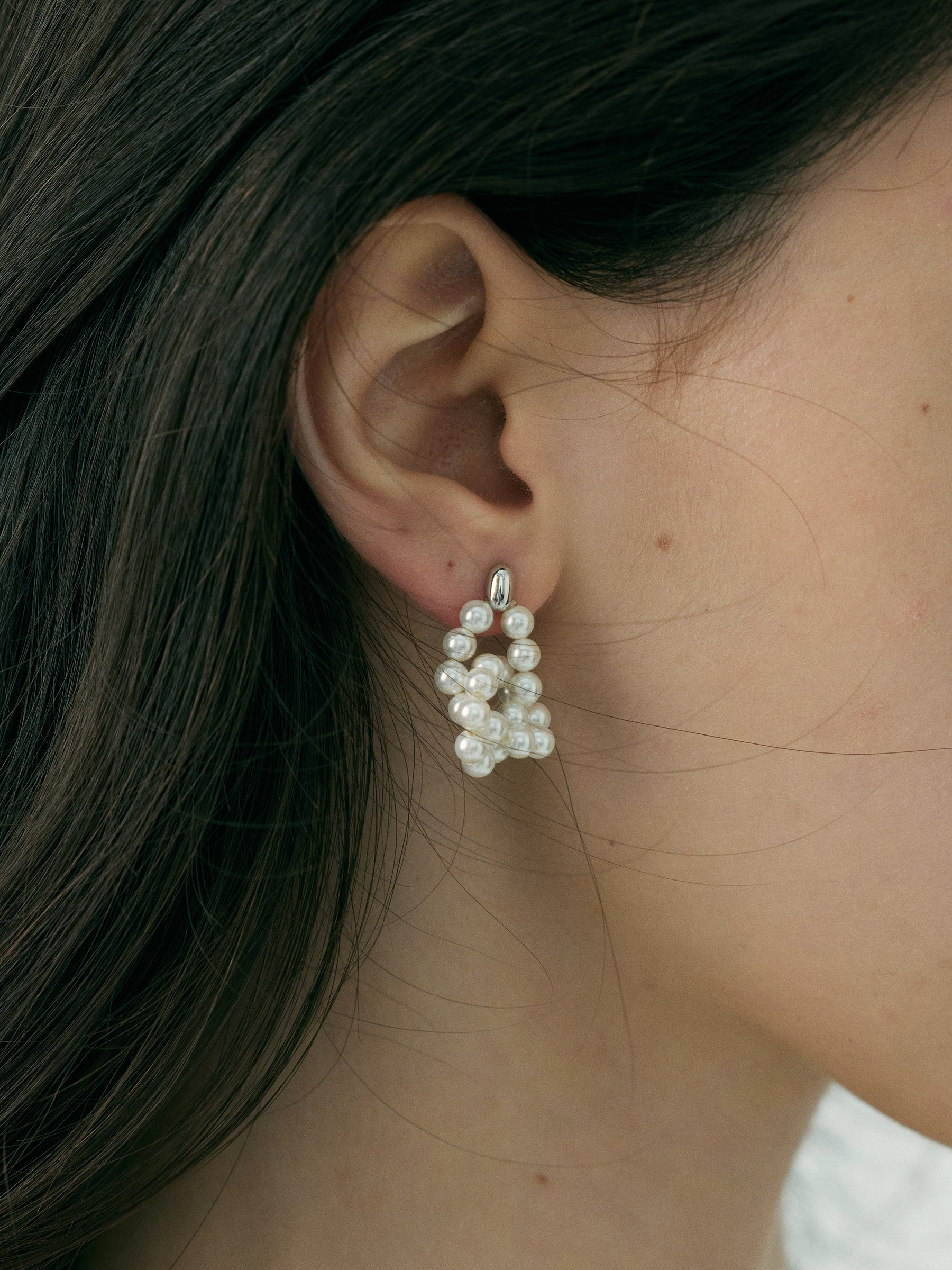 吾也 衔竹系列 原创设计新品 贝珠绕珠耳钉通勤日常款