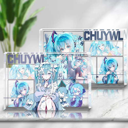 初音未来Miku同人水晶亚克力砖谷透明角色立牌漫画透明相框礼物女