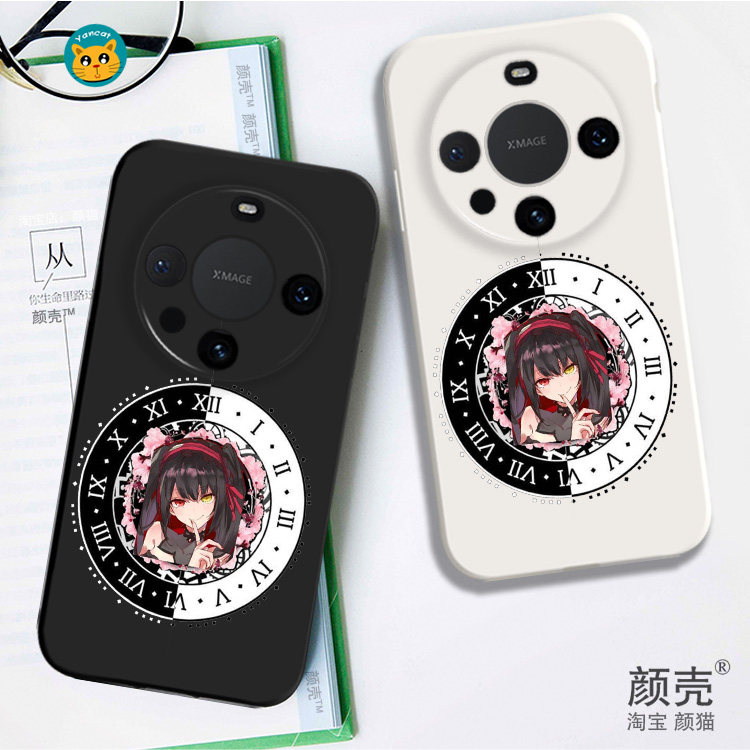 约会大作战时崎狂三液态硅胶手机壳适用MATE80PRO华为NOVA12保护套MATE60黑白VIVOPPO小米15荣耀200苹果16