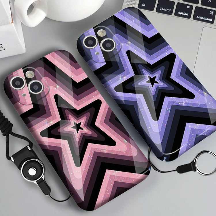 五角星紫色粉色手机壳适用iphone17promax菲林14Plus全包边15苹果16小米13华为mate80玻璃PURA70光面硬壳