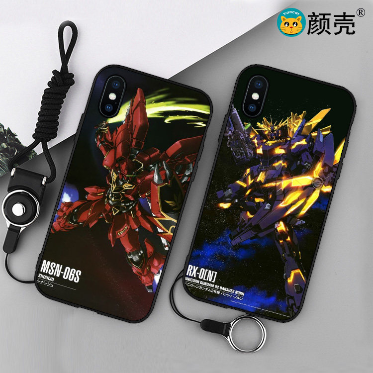 高达新安洲11独角兽6s适用XS MAX手机壳8plus软硅胶iPhone7挂绳XR