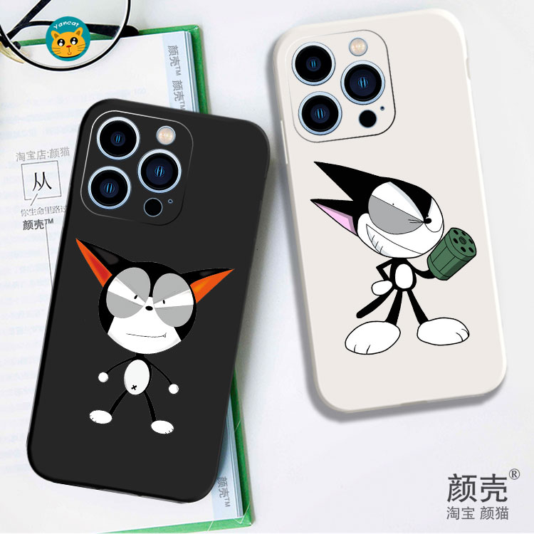 超级小黑咪动漫12液态硅胶678手机壳11适用XS MAX苹果XR保护套iPhone14玻璃小米13PRO华为P50软VIVOPPO