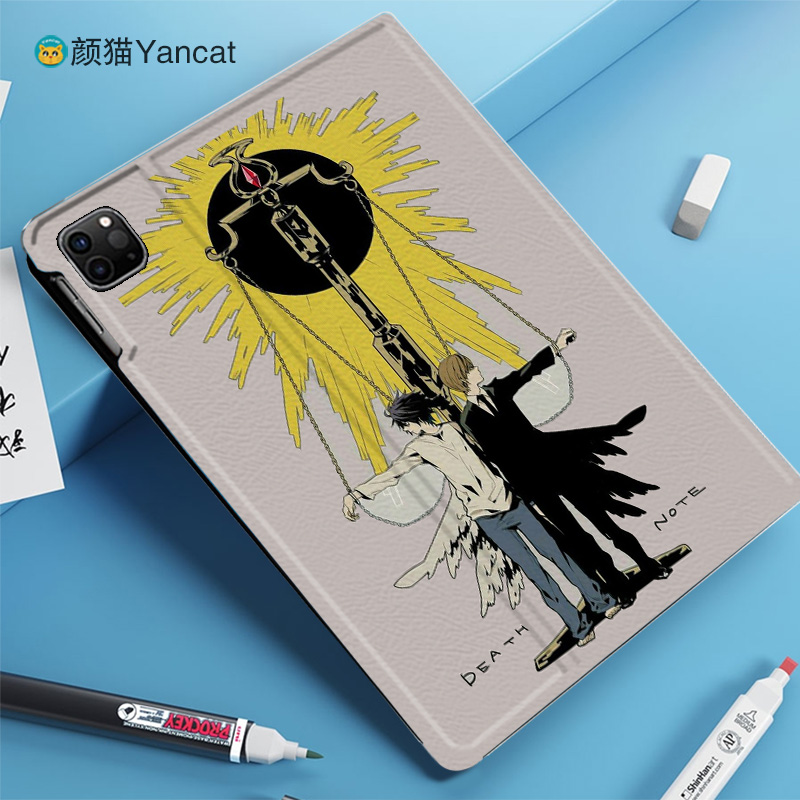 死亡笔记L夜月神平板皮套11适用ipad10保护壳pro13全包mini6软air56蚕丝纹10.9寸华为matepad笔槽11.5s小米67