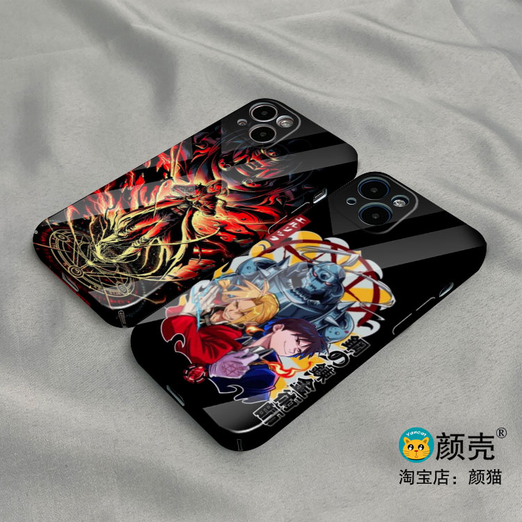 钢之炼金术师菲林光面手机壳适用苹果iPhone 11 12 13 14 15 PRO MAX XS XR 6 7 8华为MATE60PRO玻璃VIVOPPO