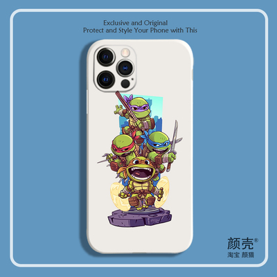 忍者神龟卡通软12色液态硅胶13手机壳11PRO适用XR苹果VIVOPPO华为