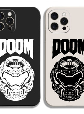 DOOM毁灭战士游戏周边黑白侧边印刷11手机壳16适用iphone13PRO苹果15maxr红米K70一加ace3小米14液态IQOO12硅