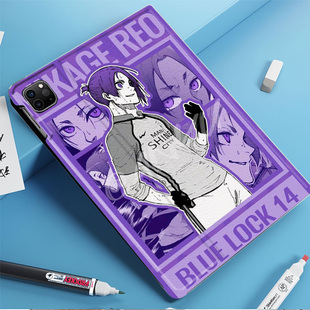 蓝色监狱​御影玲王平板皮套适用ipad10保护壳pro13全包mini6软air56蚕丝纹10.9寸华为10.2笔槽11.5s小米三