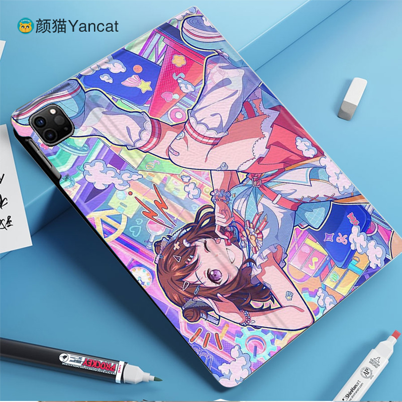 户山香澄bangdream动漫周边平板皮套适用ipad10保护壳pro13全包mini6软air56蚕丝纹10.9寸华为10.2笔槽11.5