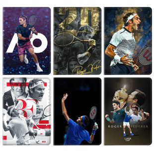 罗杰费德勒网球周边平板皮套10.9适用ipad789保护壳pro10.5全包mini6软air2345蚕丝纹9.7寸华为12.9寸matepad