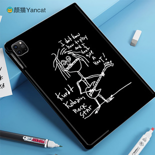 科特柯本摇滚涅槃乐队周边平板皮套11适用ipad10保护壳pro13全包mini6软air56蚕丝纹10.9寸华为matepad笔槽11