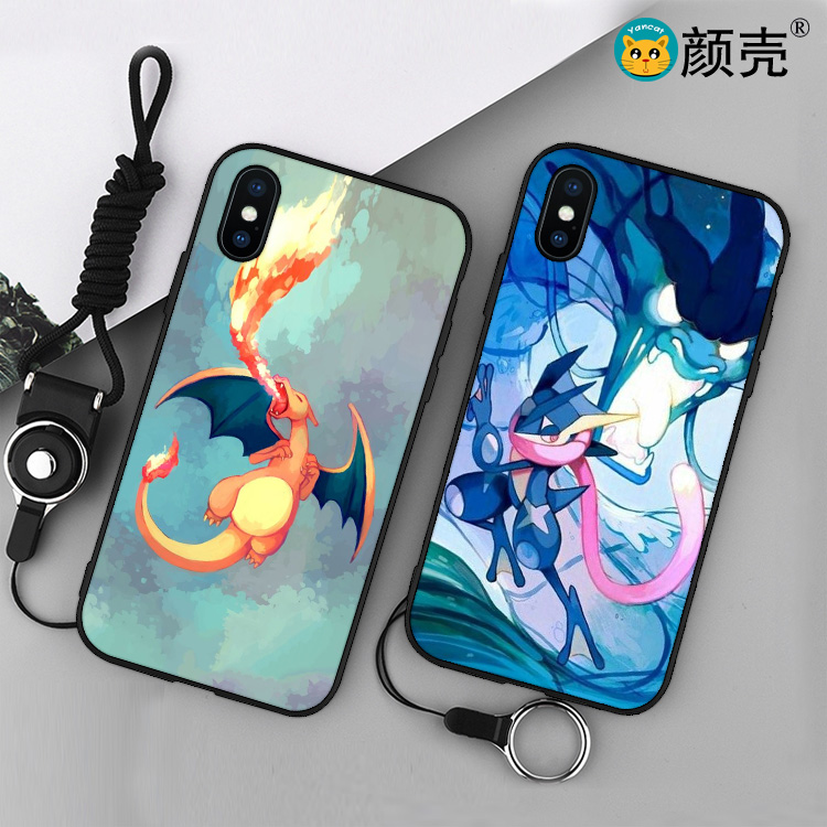 宠物小精灵喷火龙适用于8手机软壳XS MAX苹果6s挂绳5s暴鲤龙7PLUS