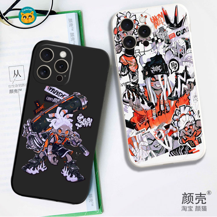 斯普拉遁 打工黑白侧边11手机壳16适用iphone13PRO苹果15maxr红米K70一加ace3小米14液态IQOO12硅胶VIVO全包