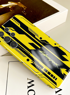 赛博朋克游戏周边黄色帅气手机壳适用三星GalaxyS25硬15Plus菲林Ultra光面MATE70华为VIVO苹果iPhone16荣耀小