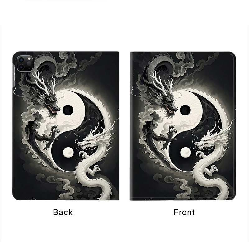 八卦黑白中国风阴阳龙平板皮套11适用ipad10保护壳pro13全包mini6软air56蚕丝纹10.9寸华为matepad笔槽11.5s