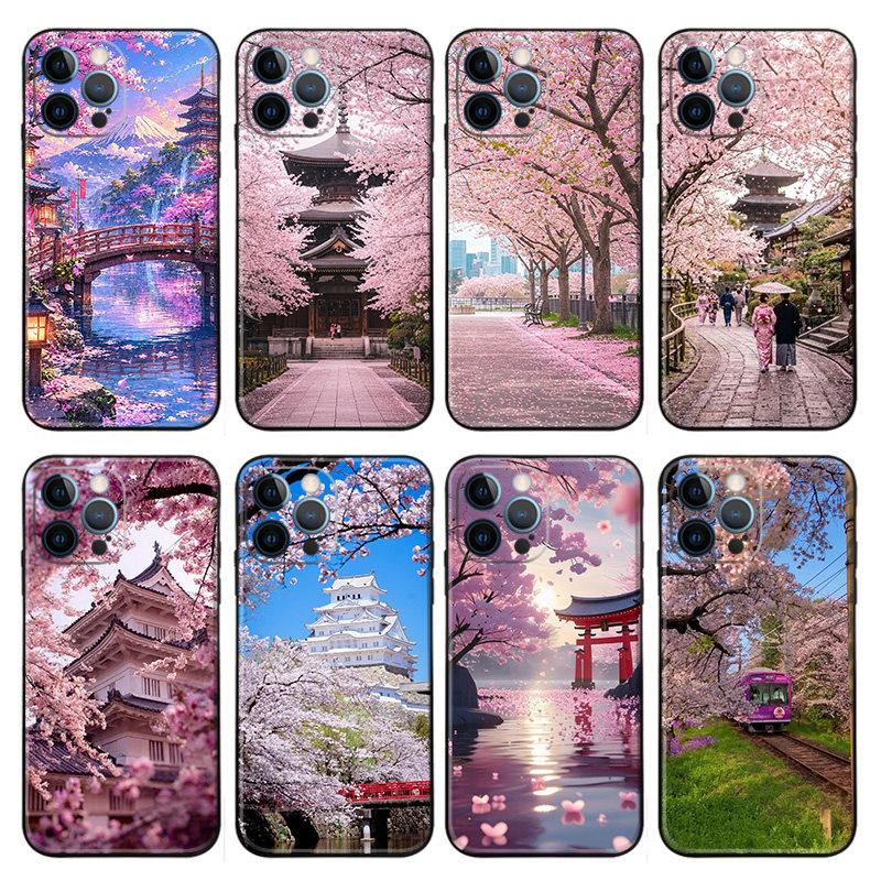 手机壁纸 樱花 自然风景手机壳适用iPhone12苹果14PROMAX硅胶15软17红米K90一加VIVOX100小米13挂绳IQOO9