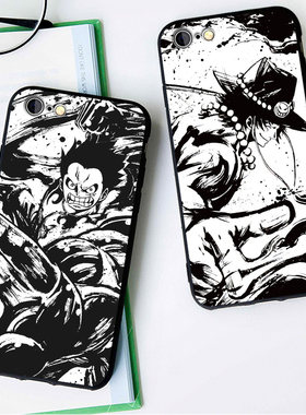 海贼王/路飞/艾斯6s适用x手机壳8plus磨砂iphone5s防摔软壳7挂绳6