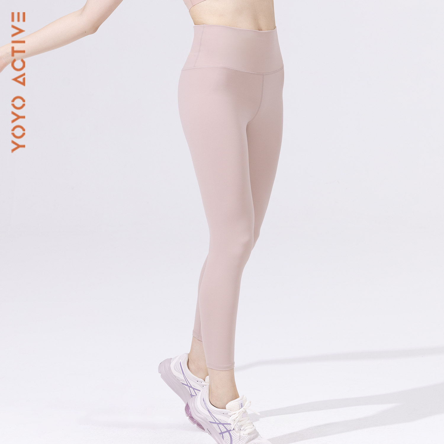 YOYOACTIVE裸感3.0系列 运动健身服瑜伽紧身裤九分裤粉色春夏中高