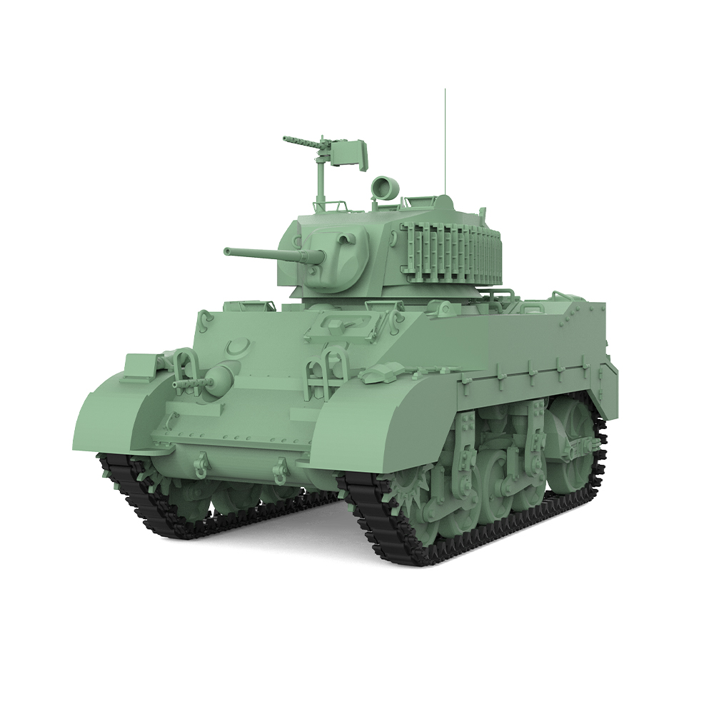 1/72比例军事模型 美国 M5A1 斯图亚特 轻型坦克 配兵人