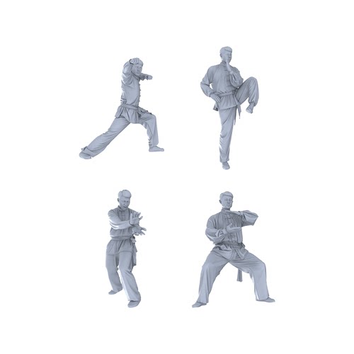 MRY-SFW LYTR488 微缩武术武者 功夫招式四件套  1set