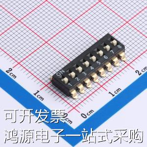 DSIC-T-08-R拨码开关拨码开关贴片式 2.54mm间距,编带宽脚 8PI