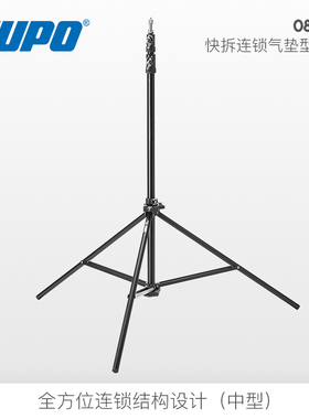 KUPO 轻型脚架2.4米 080AC 快拆连锁气垫轻型外拍灯架 可折叠拼合板型三脚架单支三脚架折叠气垫支架送肩带