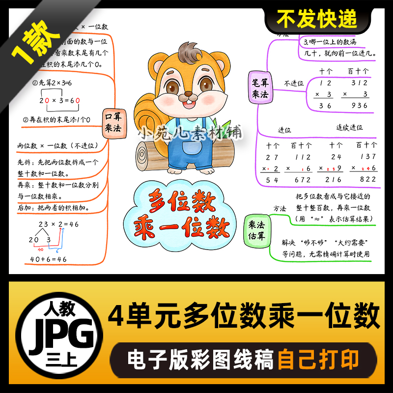 1097人教三年级数学上册第四单元多位数乘一位数思维导图电子版新