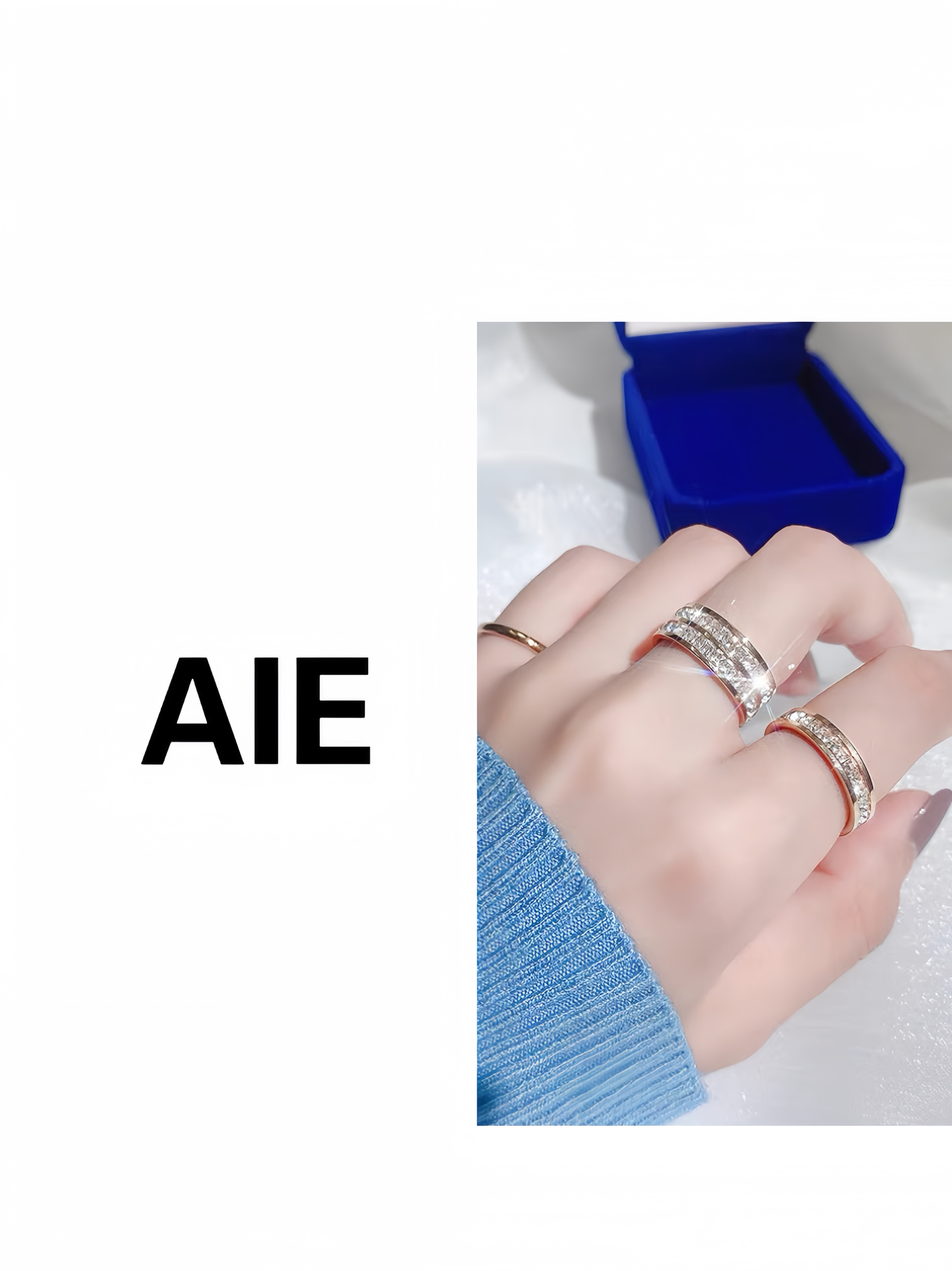 卡家时尚钛钢镀18K玫瑰金满钻戒指男女食指环尾戒不掉色