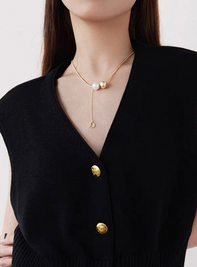 轻奢气质珍珠项链女小众高级感时尚颈链字母D吊坠简约百搭锁骨链