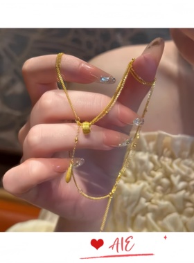 合金项链水滴转环项链女极简主义锁骨链日常百搭通勤风毛衣链