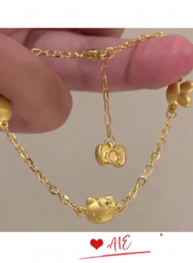 镀K金蝴蝶结kt猫手链小众简约百搭气质日系少女心甜美可爱卡通