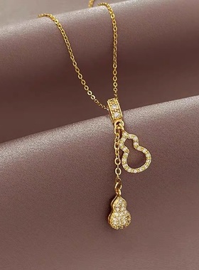 PLADA设计感转运珠微镶葫芦项链女时尚高级感锁骨链