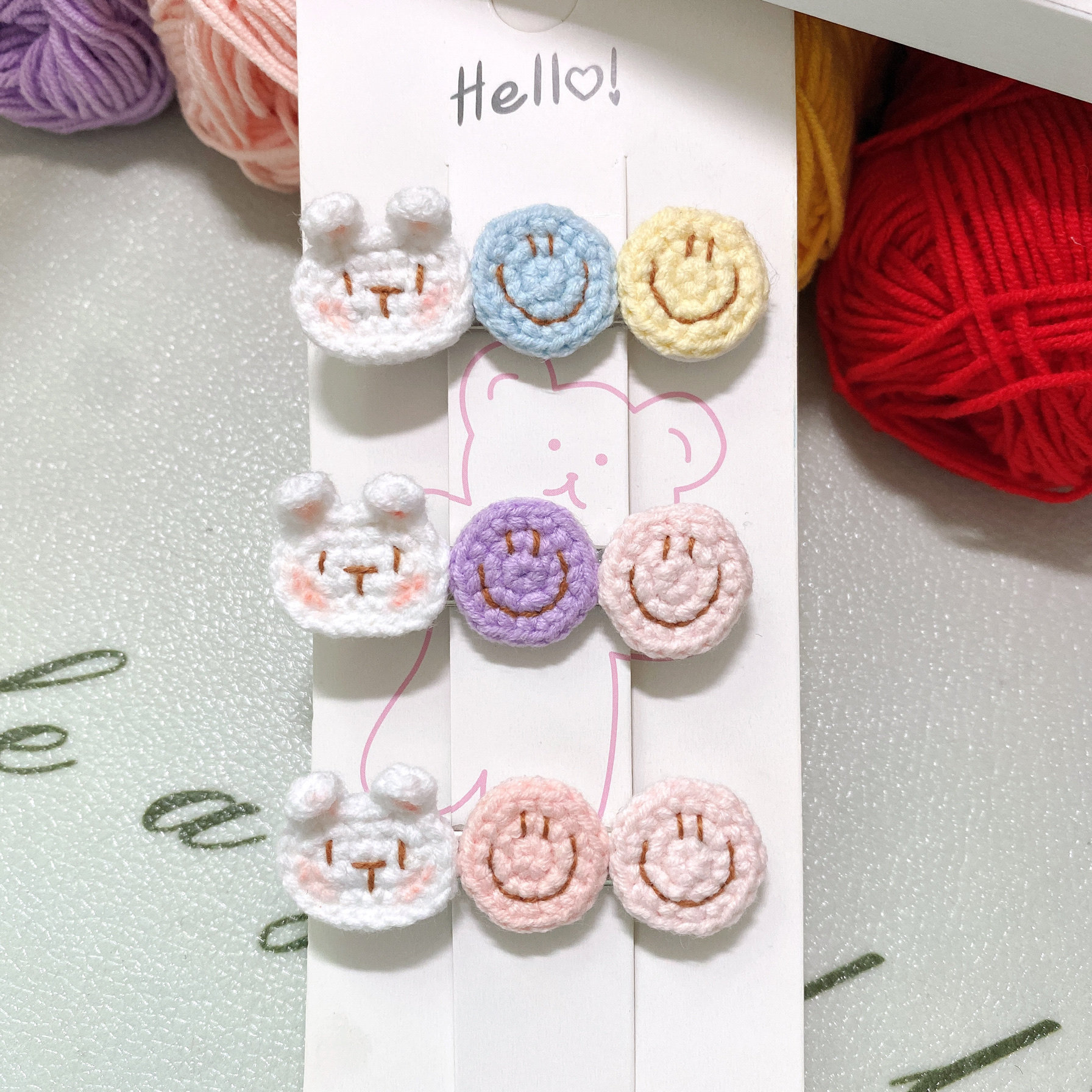 纯手工毛线编织可爱胡萝卜兔子儿童发夹套装女童头饰bb夹碎发夹