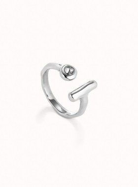 西班牙本土潮牌UNOde50 镶钻托帕石戒指极简几何轻奢手工男女中性